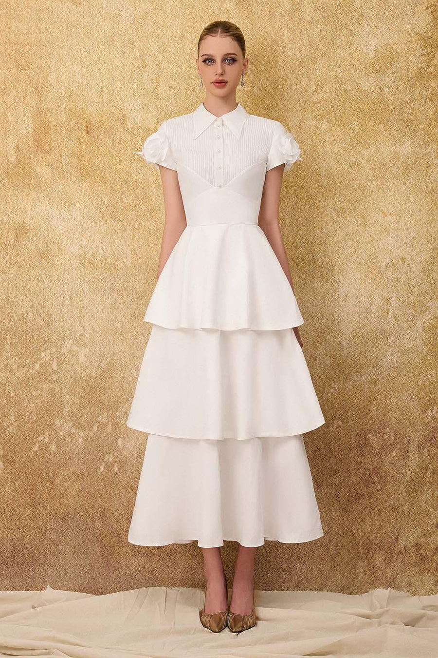 Ophelie A-line Layered Taffeta Ankle Length Dress Maxi Dress Calista de Minh Thanh