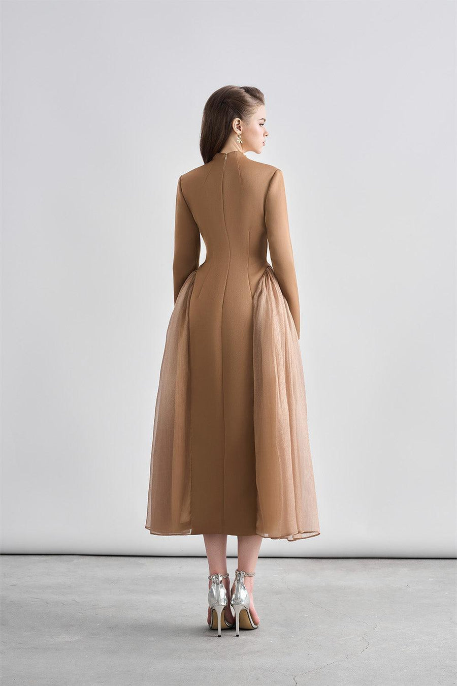 Oralie Fit and Flare High Neck Chanel Midi Dress Midi Dress Cordia