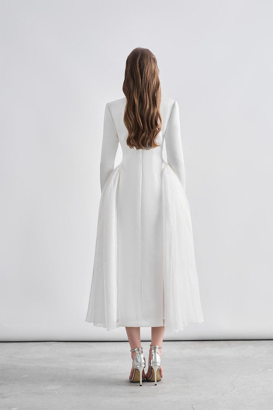 Oralie Fit and Flare High Neck Chanel Midi Dress Midi Dress Cordia