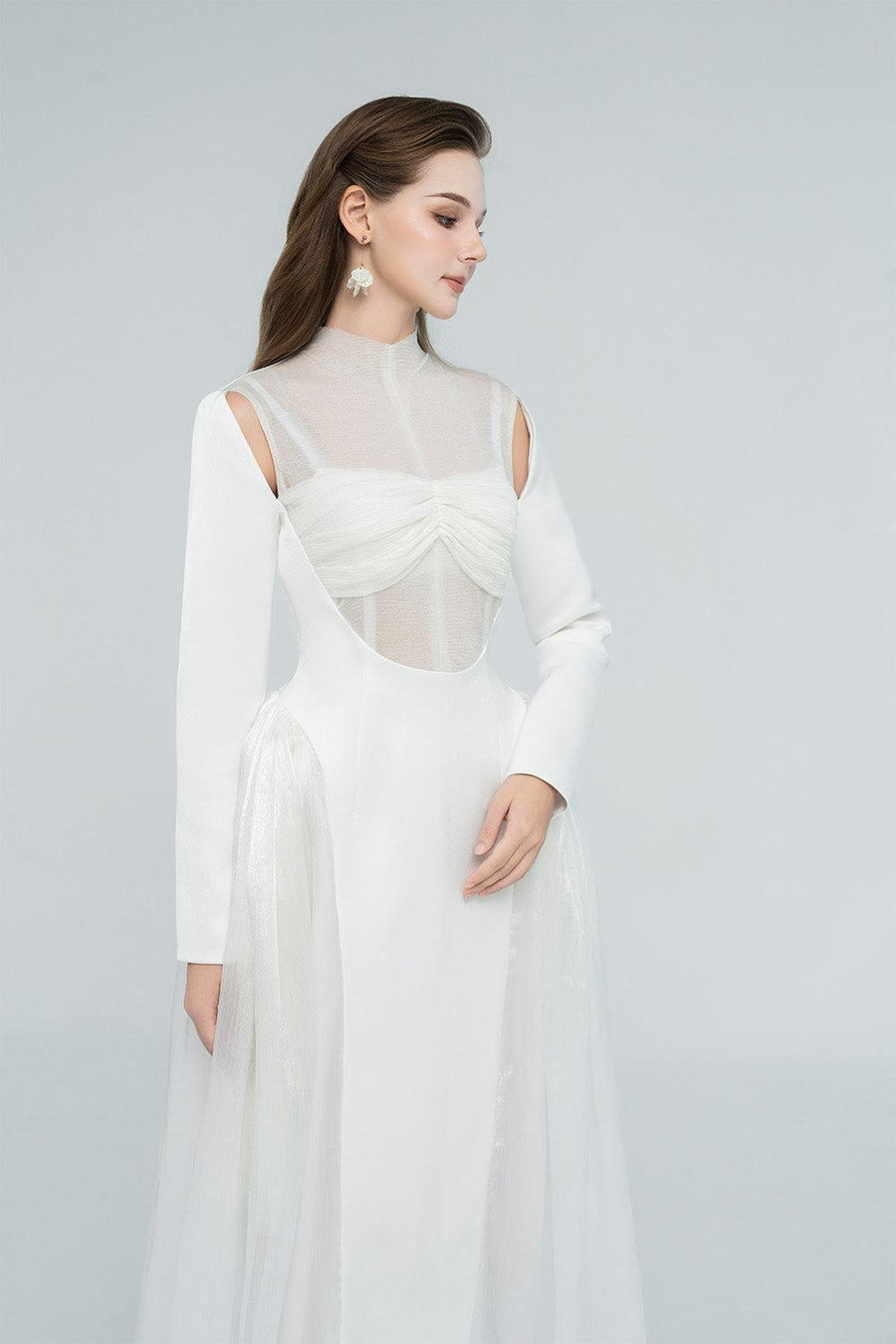 Oralie Fit and Flare High Neck Chanel Midi Dress Midi Dress Cordia