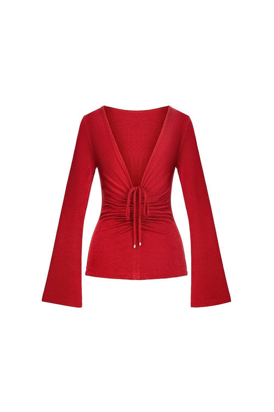 Orchid Bodycon Long Sleeved Spandex Top Red Long Sleeved Top Eegen Studio