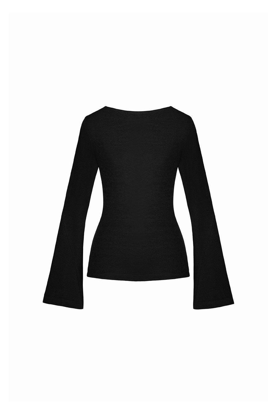 Orchid Bodycon Long Sleeved Spandex Top Black Long Sleeved Top Eegen Studio