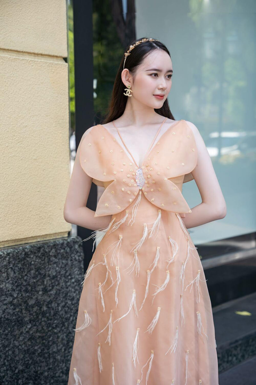 Orian A-line Sleeveless Organza Midi Dress 10