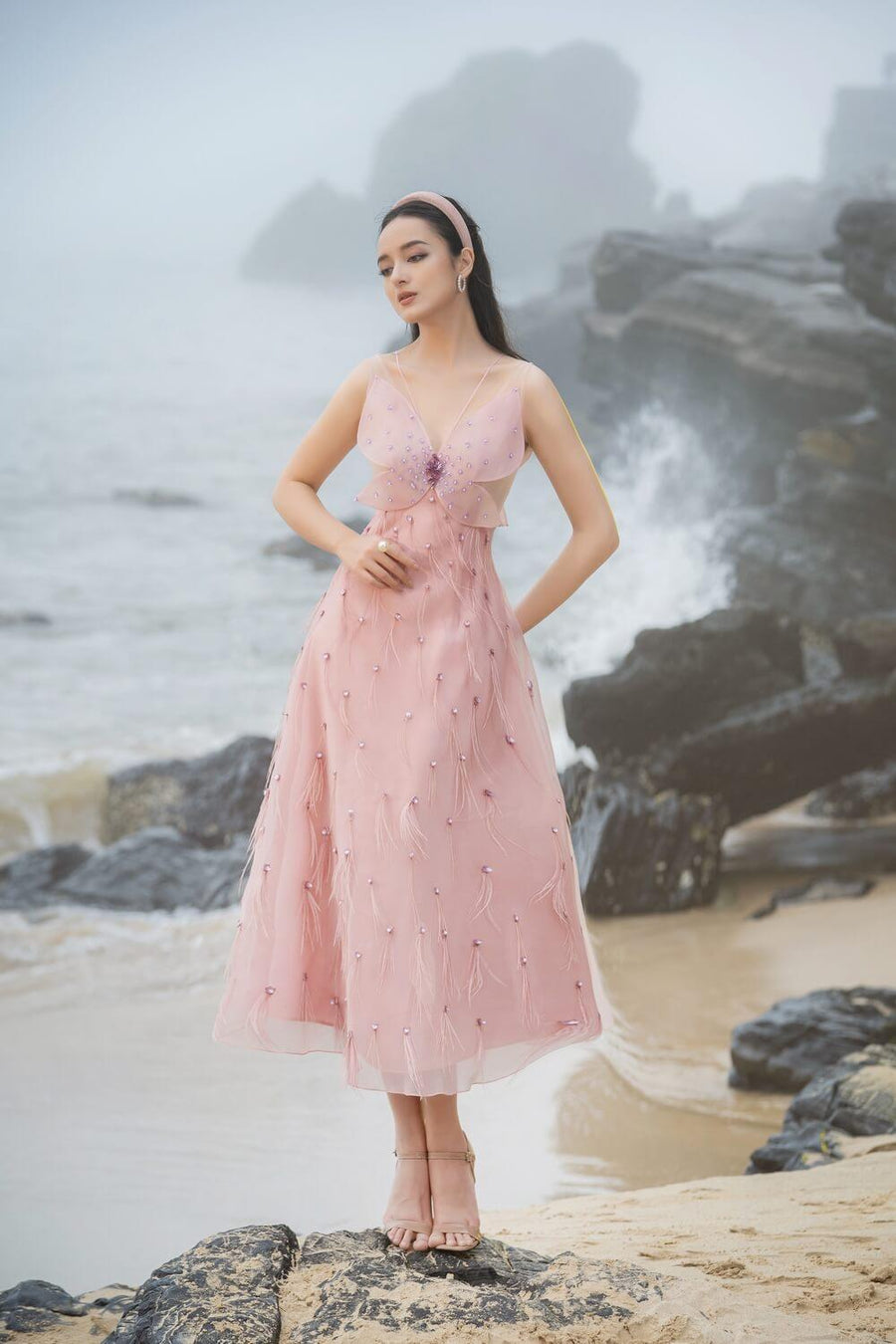 Orian A-line Sleeveless Organza Midi Dress 11