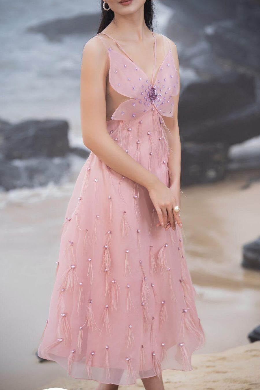 Orian A-line Sleeveless Organza Midi Dress 15