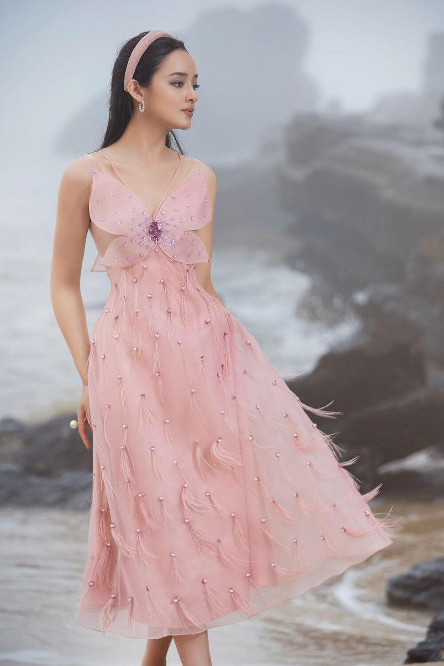 Orian A-line Sleeveless Organza Midi Dress 16