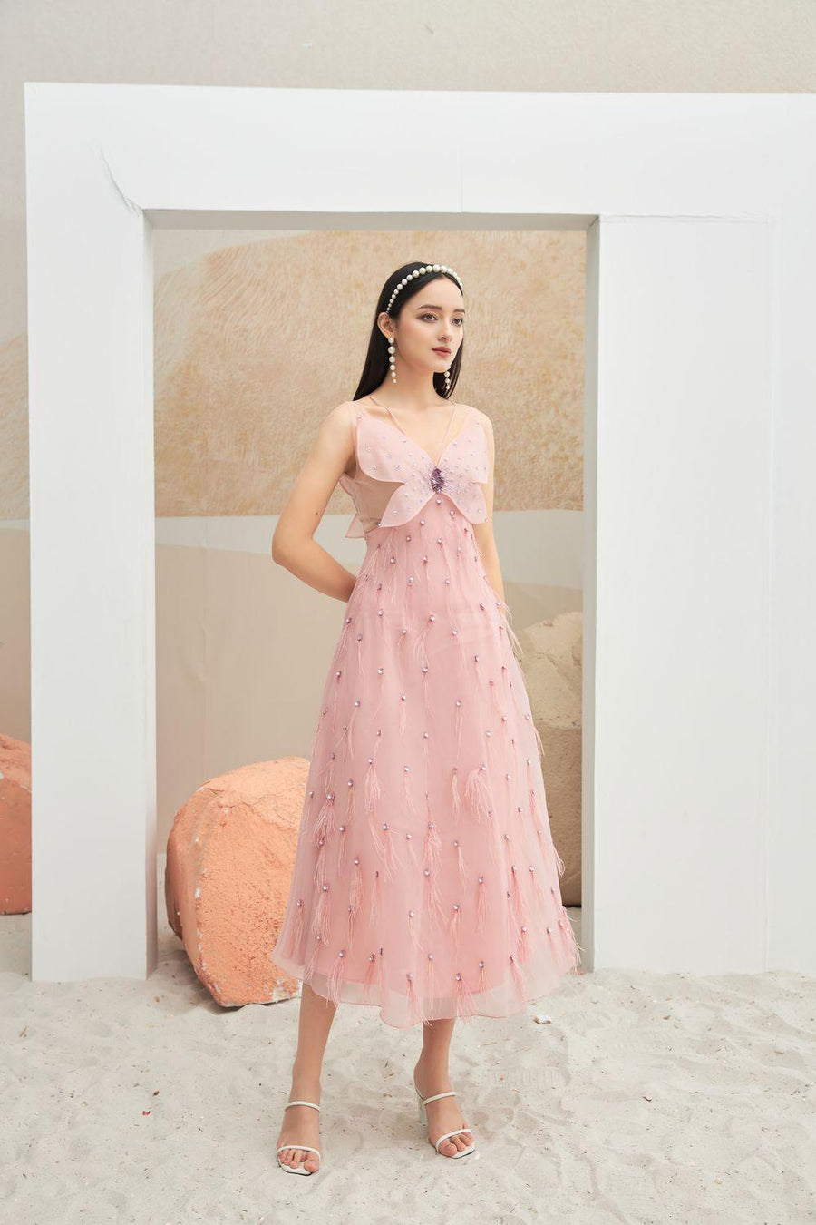 Orian A-line Sleeveless Organza Midi Dress 20