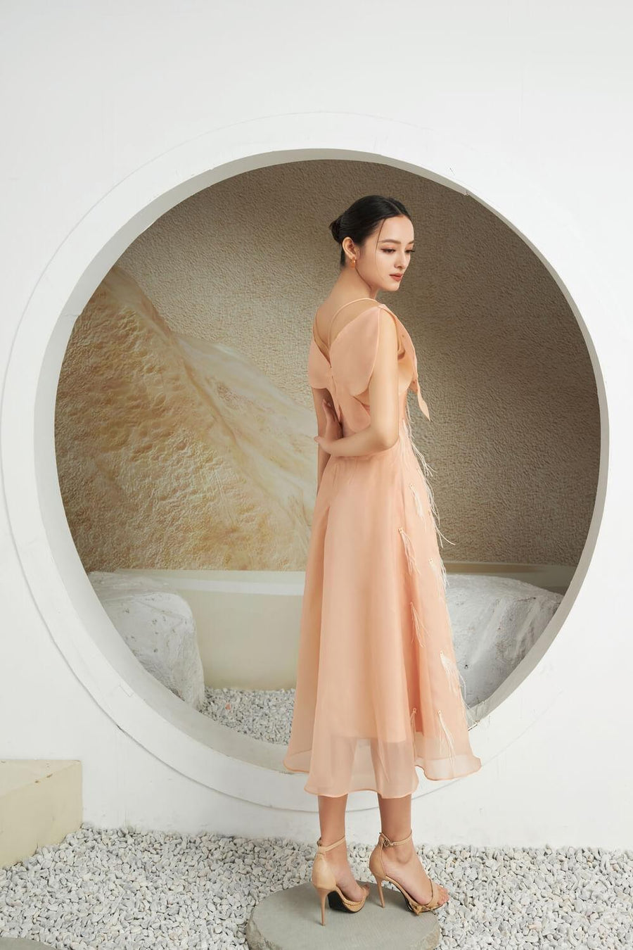 Orian A-line Sleeveless Organza Midi Dress 4