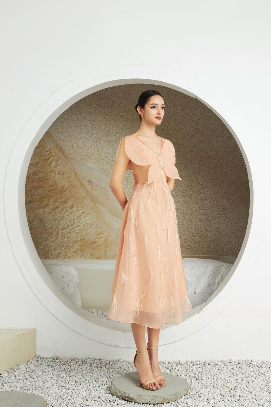 Orian A-line Sleeveless Organza Midi Dress 5