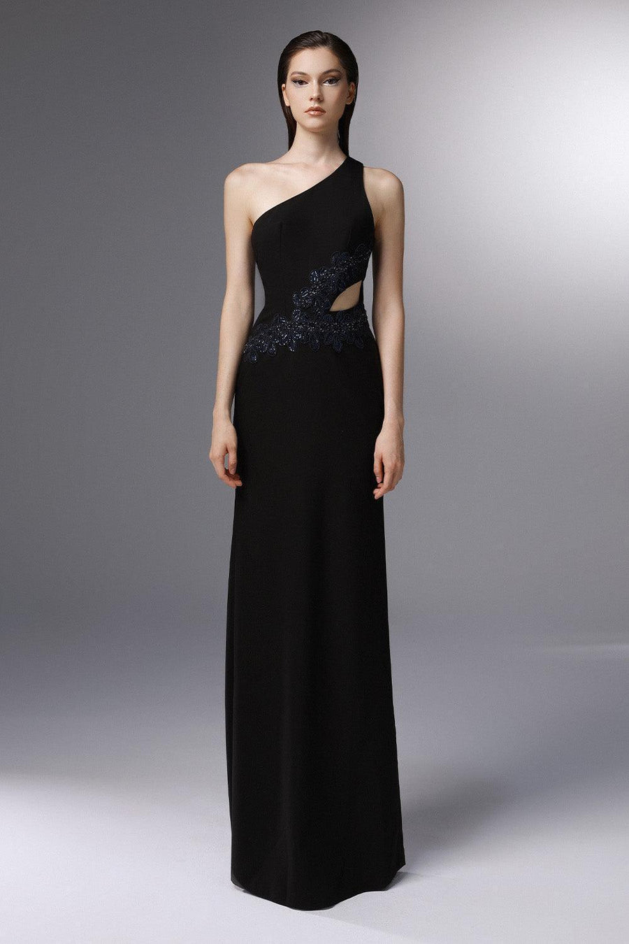 Orinoco Sheath One Shoulder Wool Cotton Floor Length Dress 1