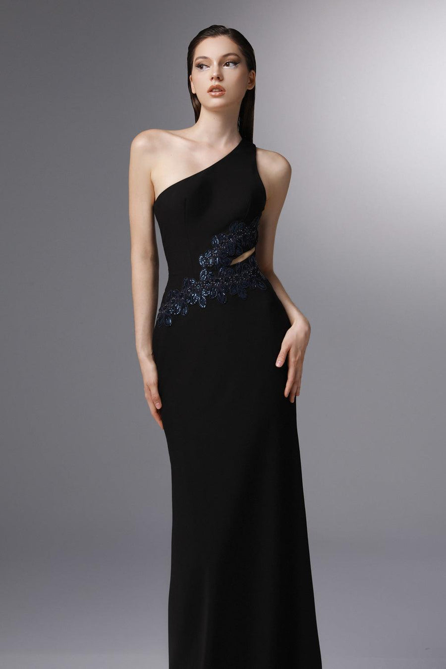 Orinoco Sheath One Shoulder Wool Cotton Floor Length Dress 2