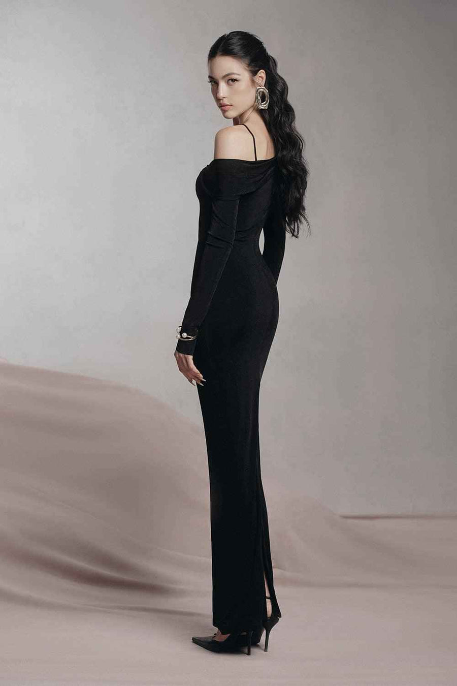 Parade Bodycon Asymmetric Neck Spandex Maxi Dress Maxi Dress LaLING