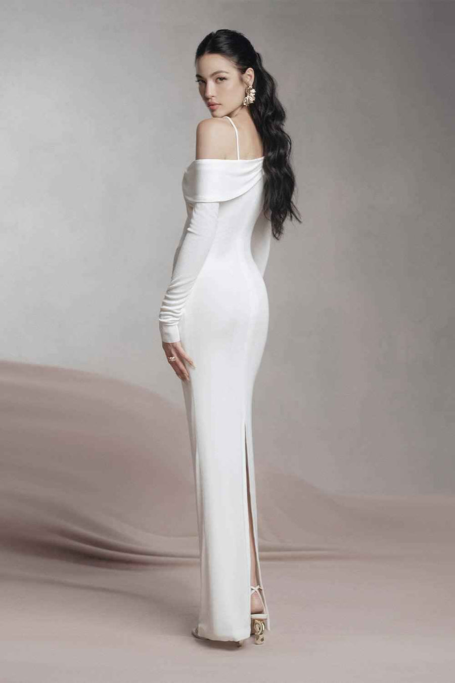 Parade Bodycon Asymmetric Neck Spandex Maxi Dress Maxi Dress LaLING