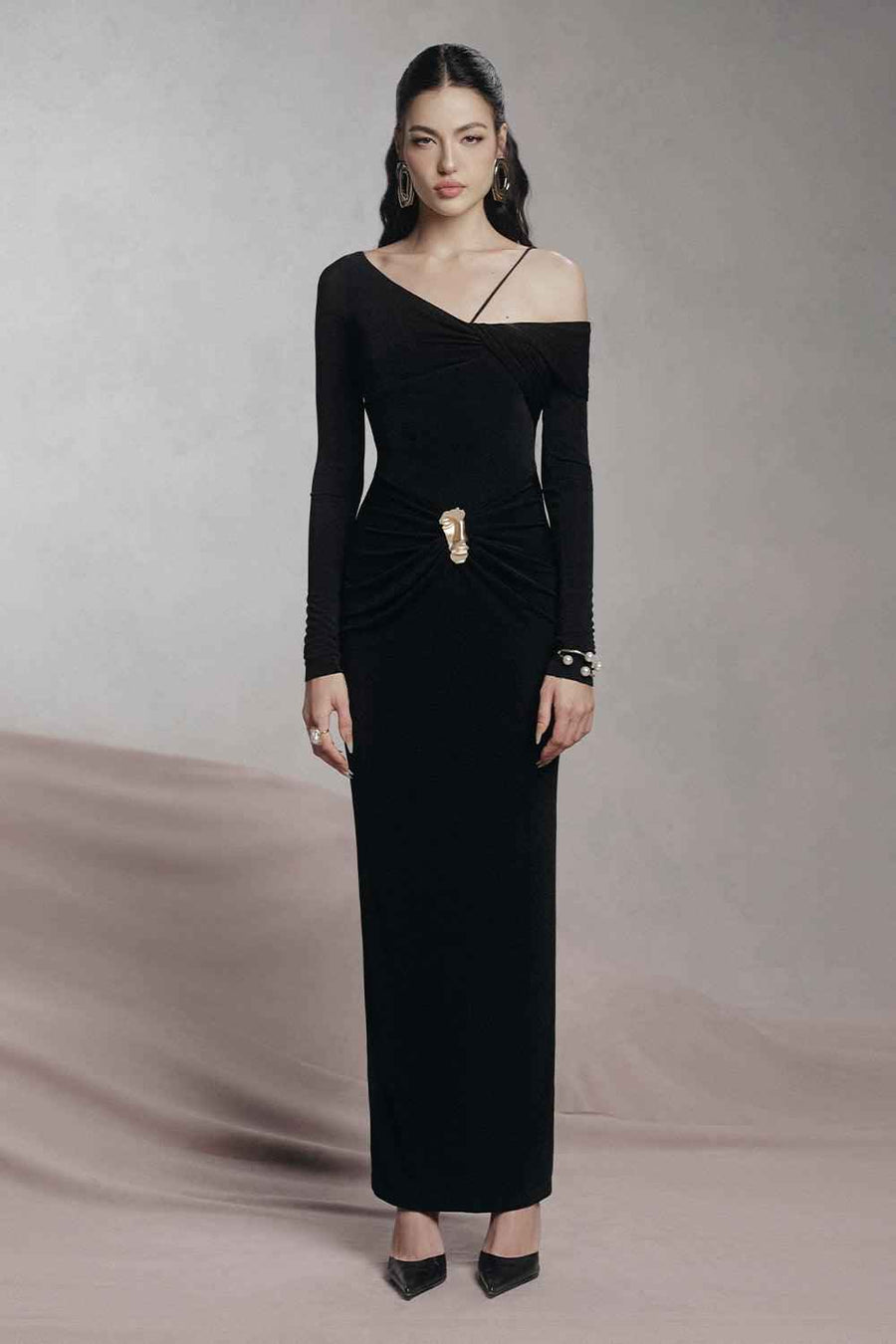 Parade Bodycon Asymmetric Neck Spandex Maxi Dress Maxi Dress LaLING