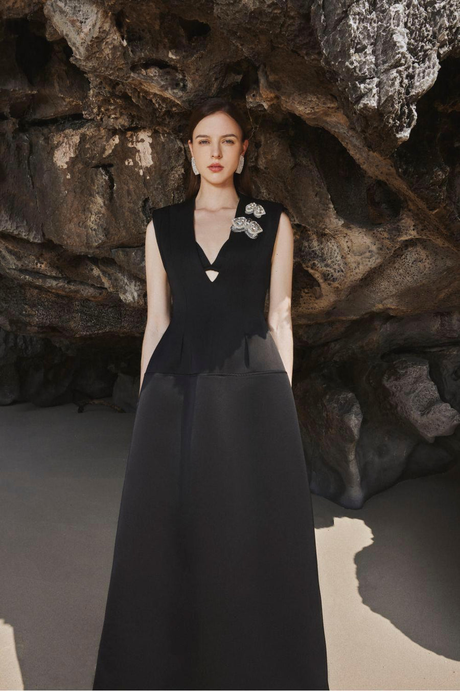 Parker A-line V-Neck Taffeta Midi Dress Midi Dress TRACY STUDIO