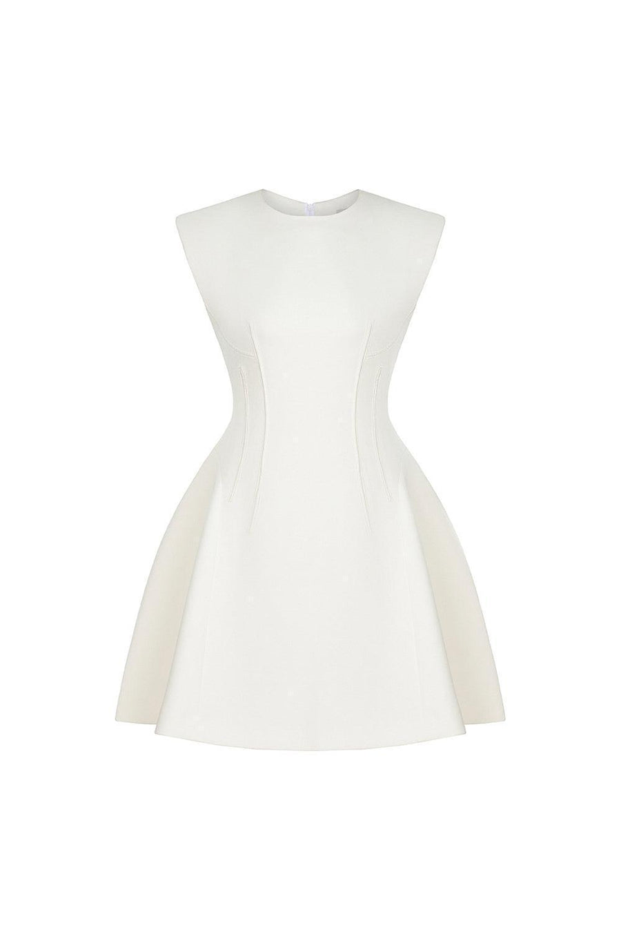 Peony Fit and Flare Round Neck Cotton Blend Mini Dress Mini Dress Eegen Studio