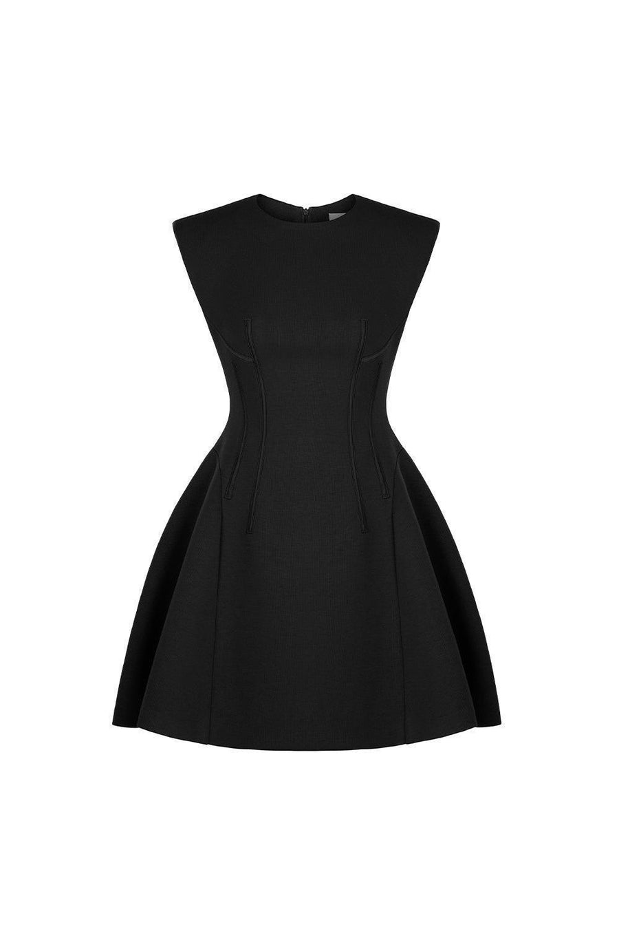 Peony Fit and Flare Round Neck Cotton Blend Mini Dress Mini Dress Eegen Studio