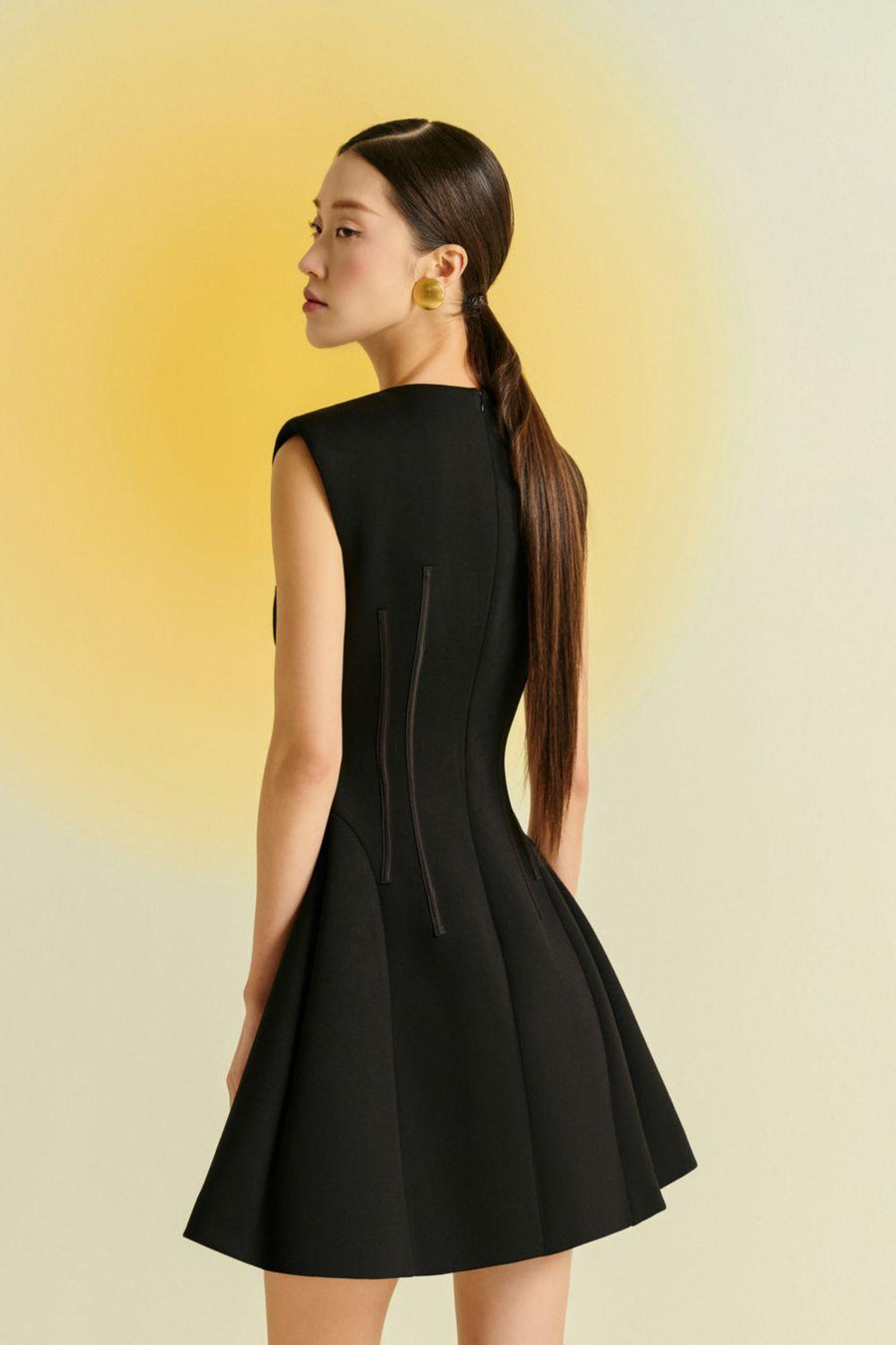 Peony Fit and Flare Round Neck Cotton Blend Mini Dress Mini Dress Eegen Studio