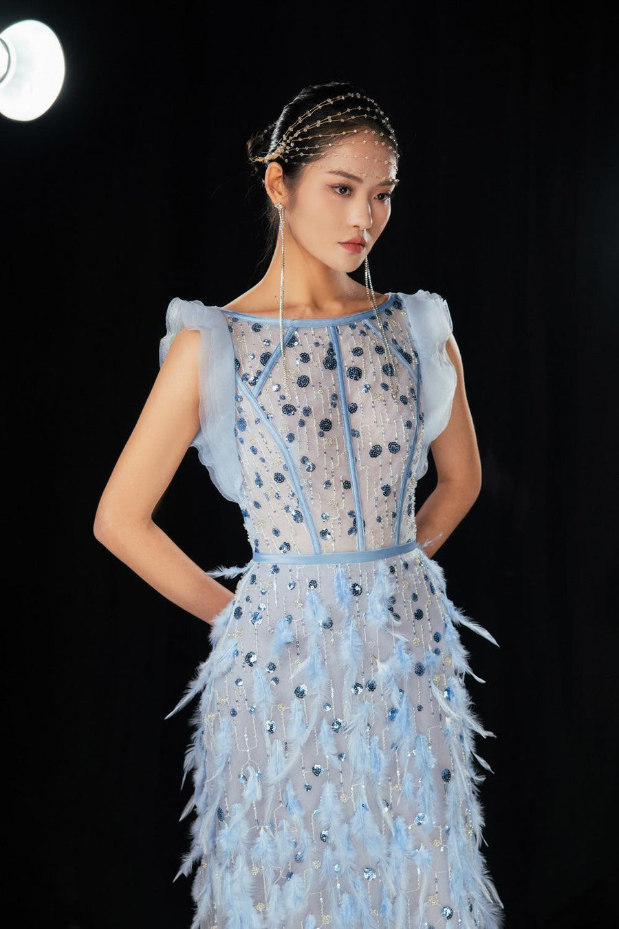 Peralta Sheath Feather Twill Floor Length Dress 2