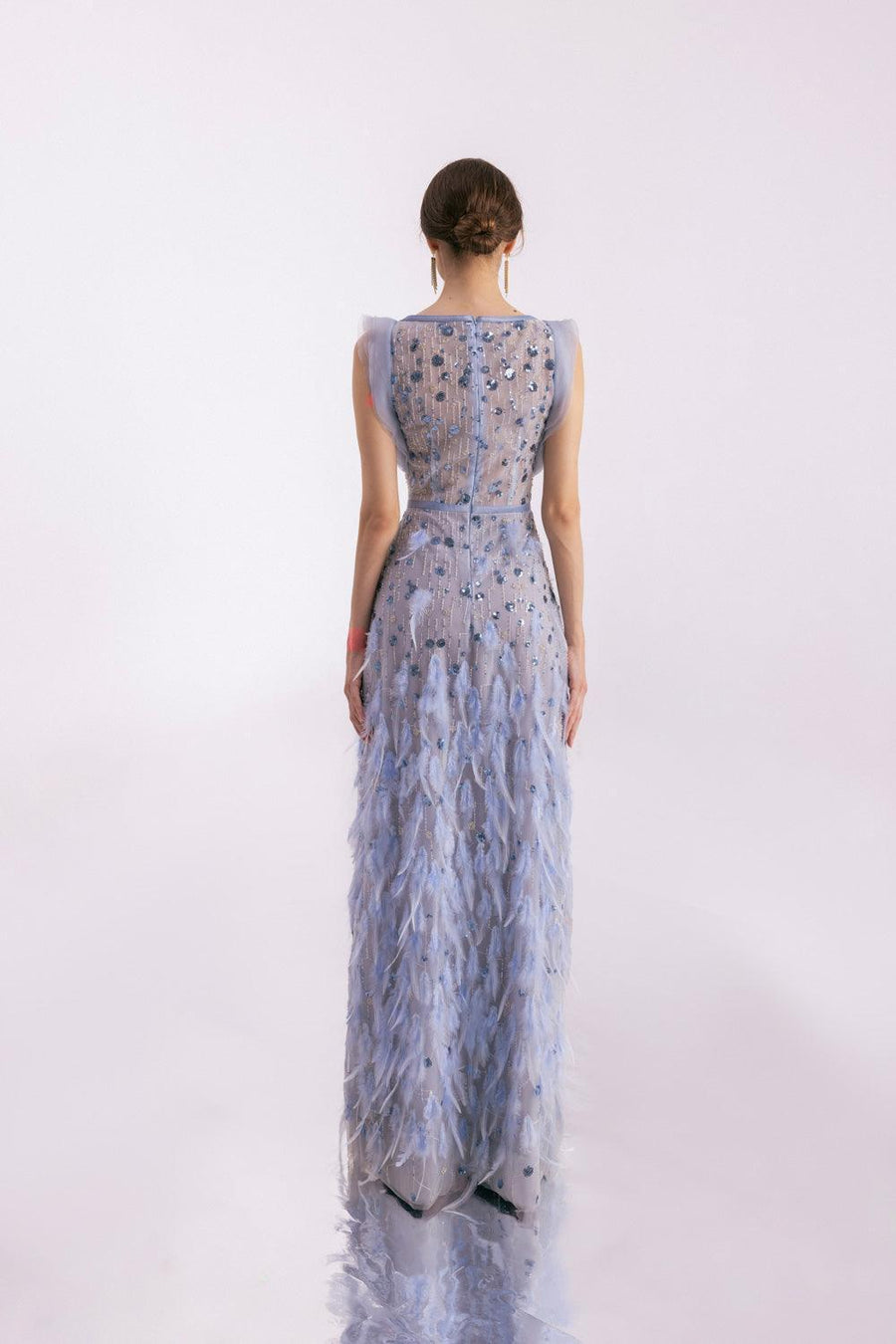 Peralta Sheath Feather Twill Floor Length Dress 5
