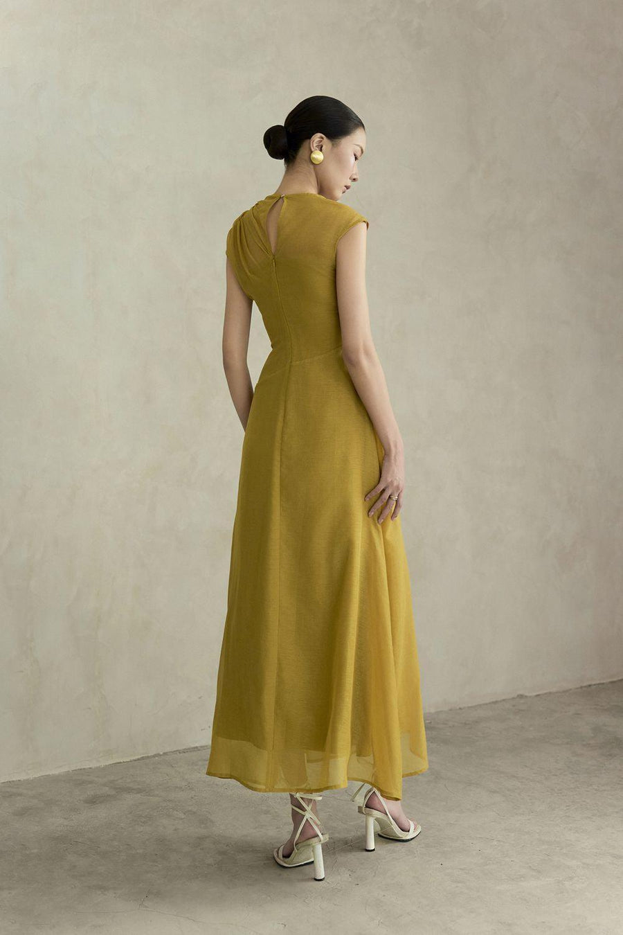 Perla A-line Asymmetric Neck Silk Ankle Length Dress Maxi Dress Eegen Studio