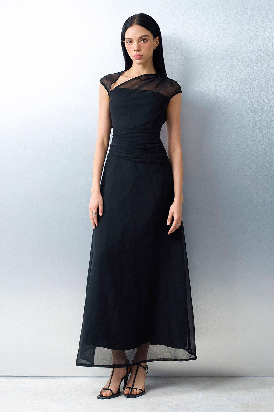 Perla A-line Asymmetric Neck Silk Ankle Length Dress Maxi Dress Eegen Studio