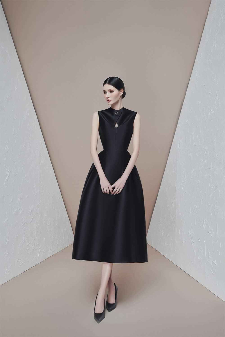 Perlita A-line Sleeveless Bamboo Midi Dress