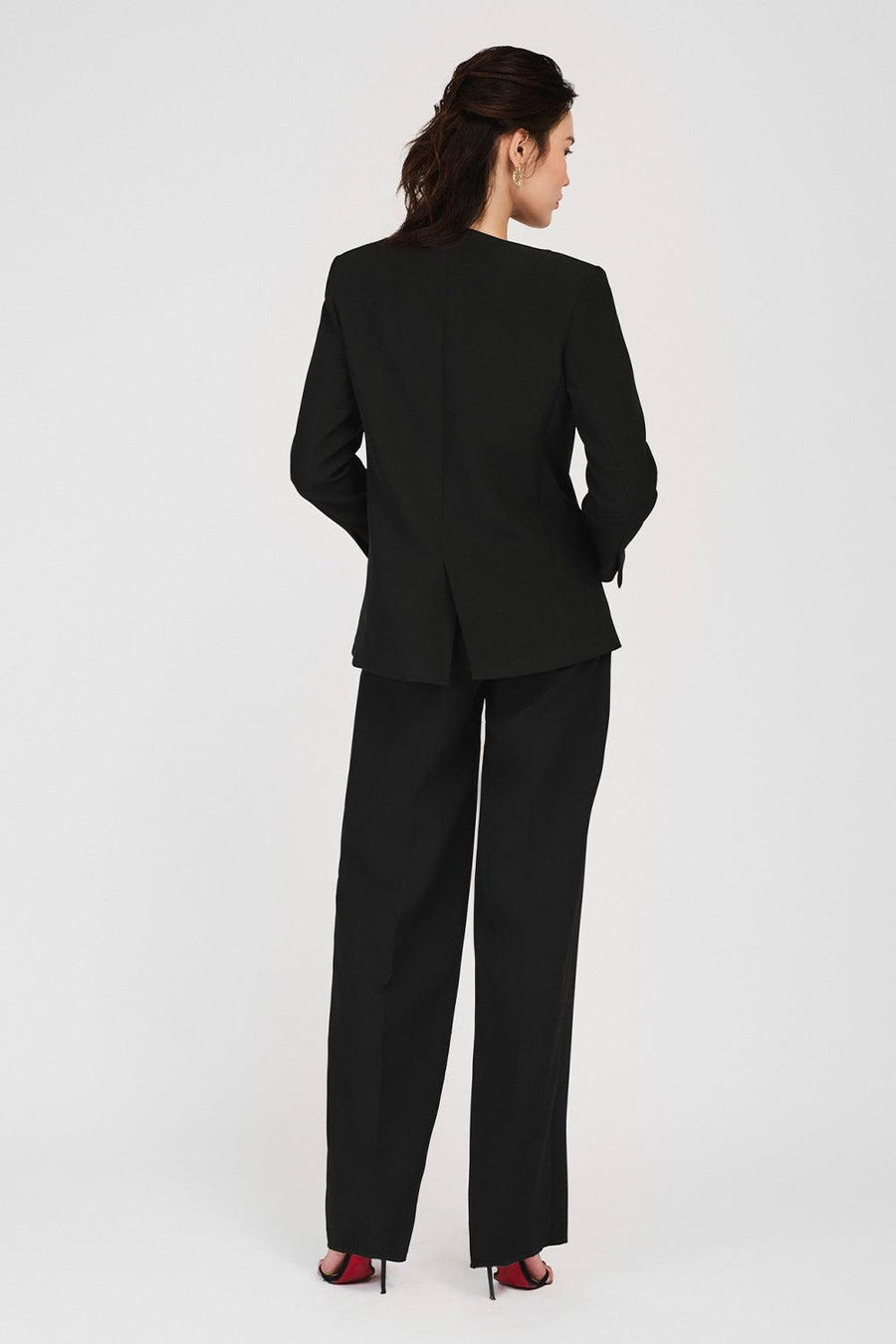 Persephone Straight Lapelless Khaki Blazer 10