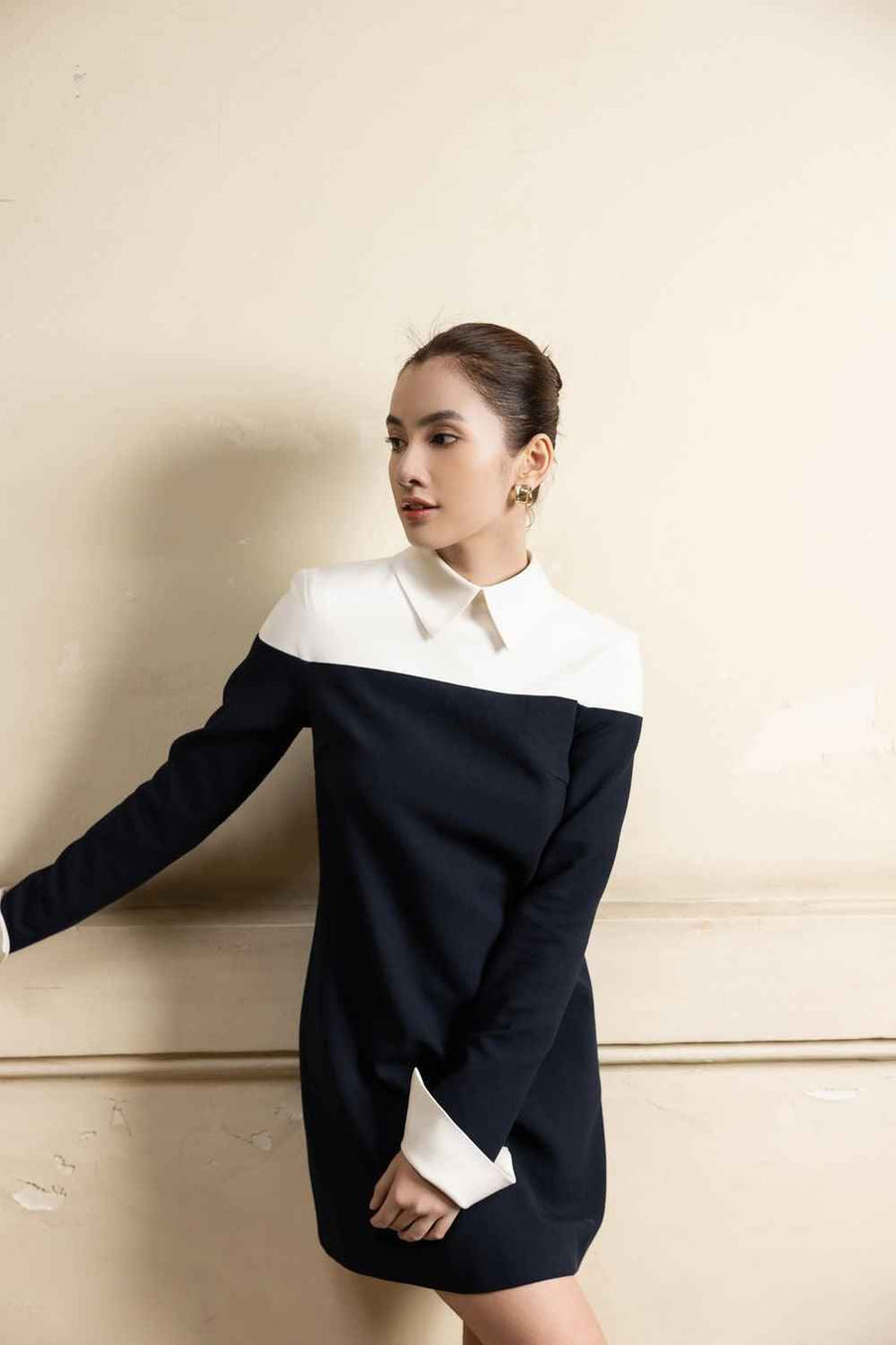 Peyton Straight Shirt Collar Polycotton Mini Dress