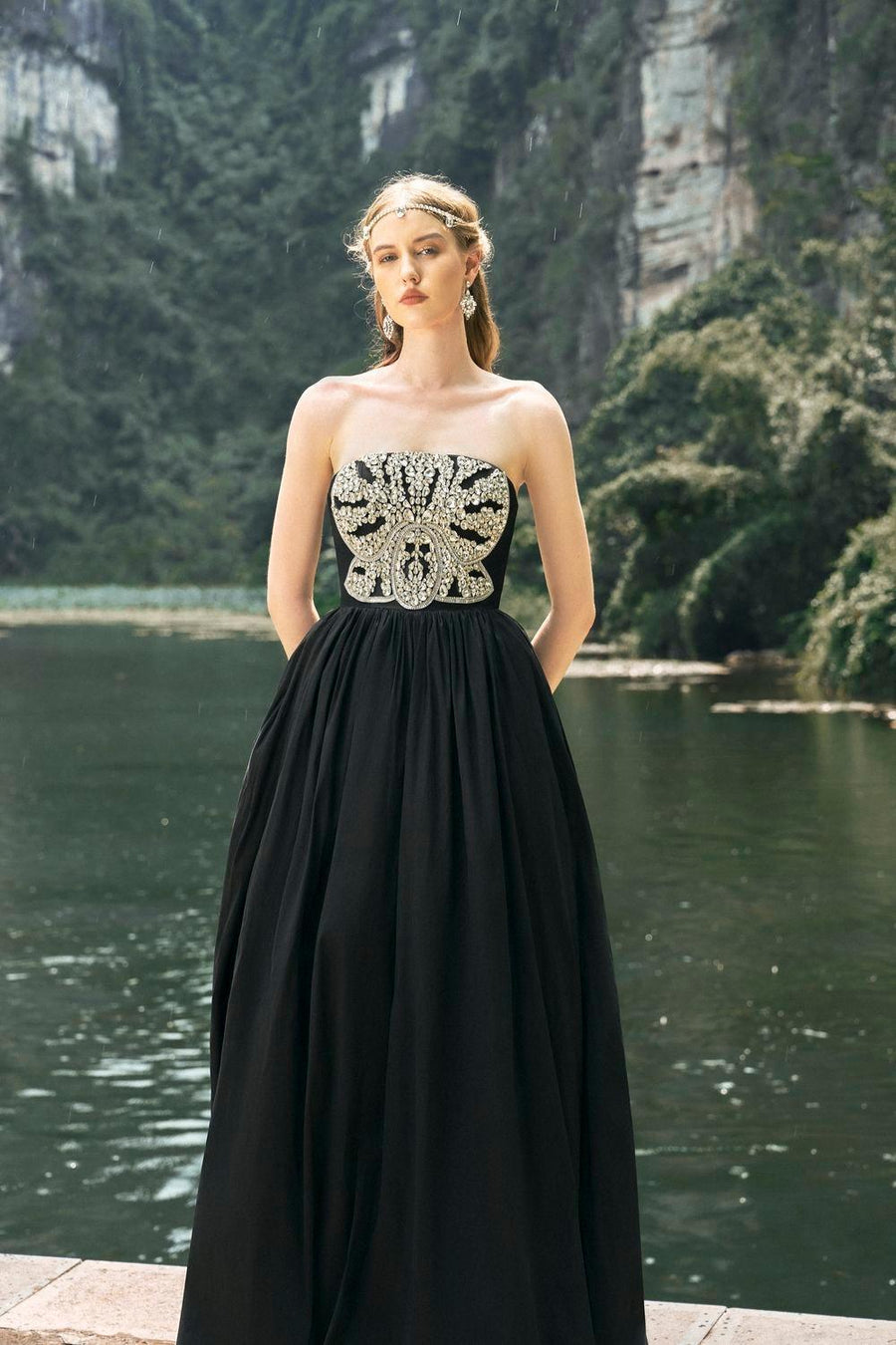 Pilgrim Ball Gown Straight Across Neck Taffeta Floor Length Dress 13