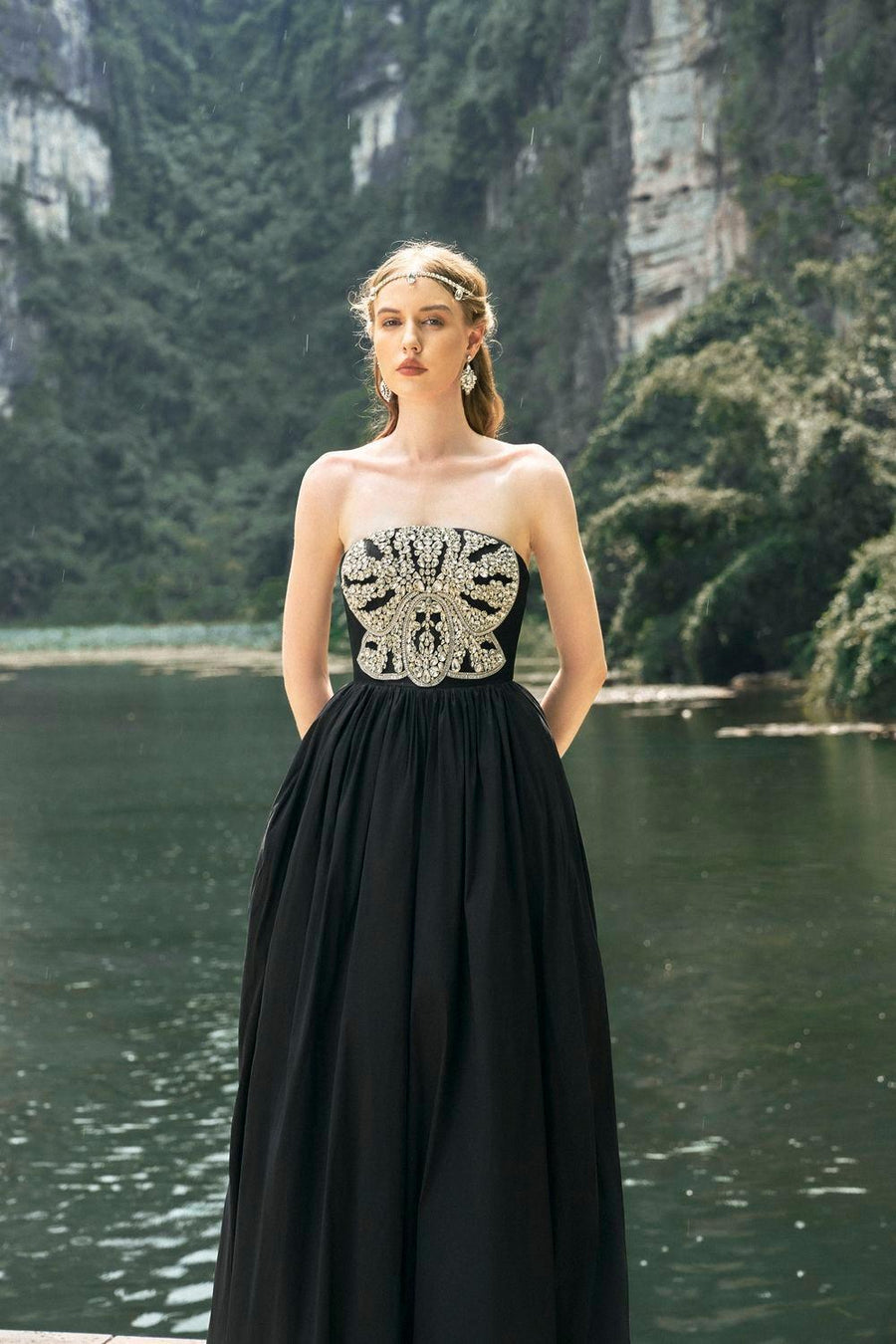 Pilgrim Ball Gown Straight Across Neck Taffeta Floor Length Dress 17