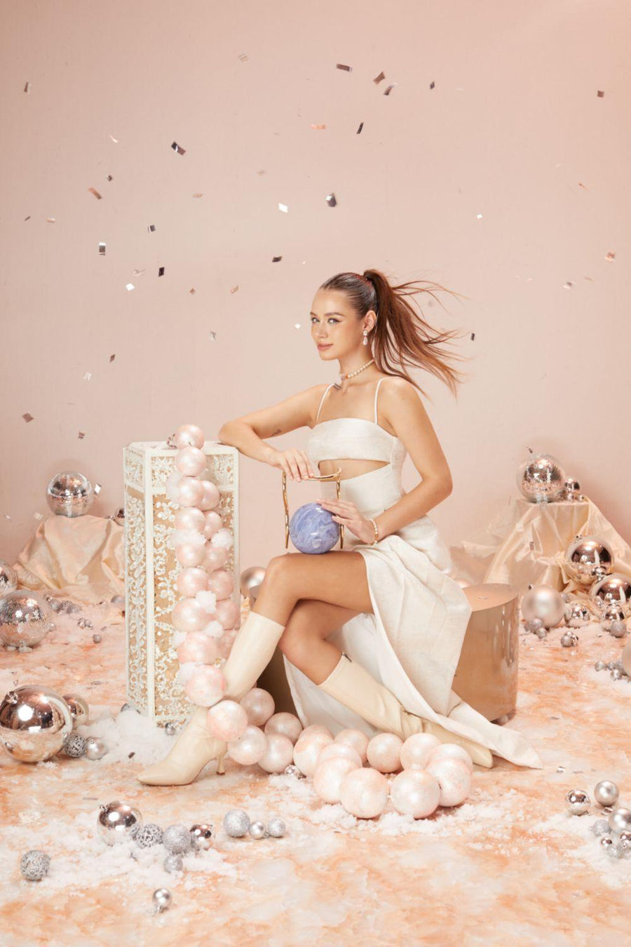 Pixie Slit Spaghetti Strap Brocade Floor Length Dress 2