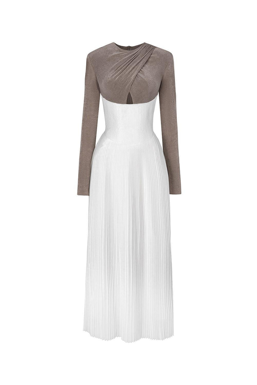 Poise Pleated Crossover Satin Ankle Length Dress Maxi Dress Calista de Minh Thanh