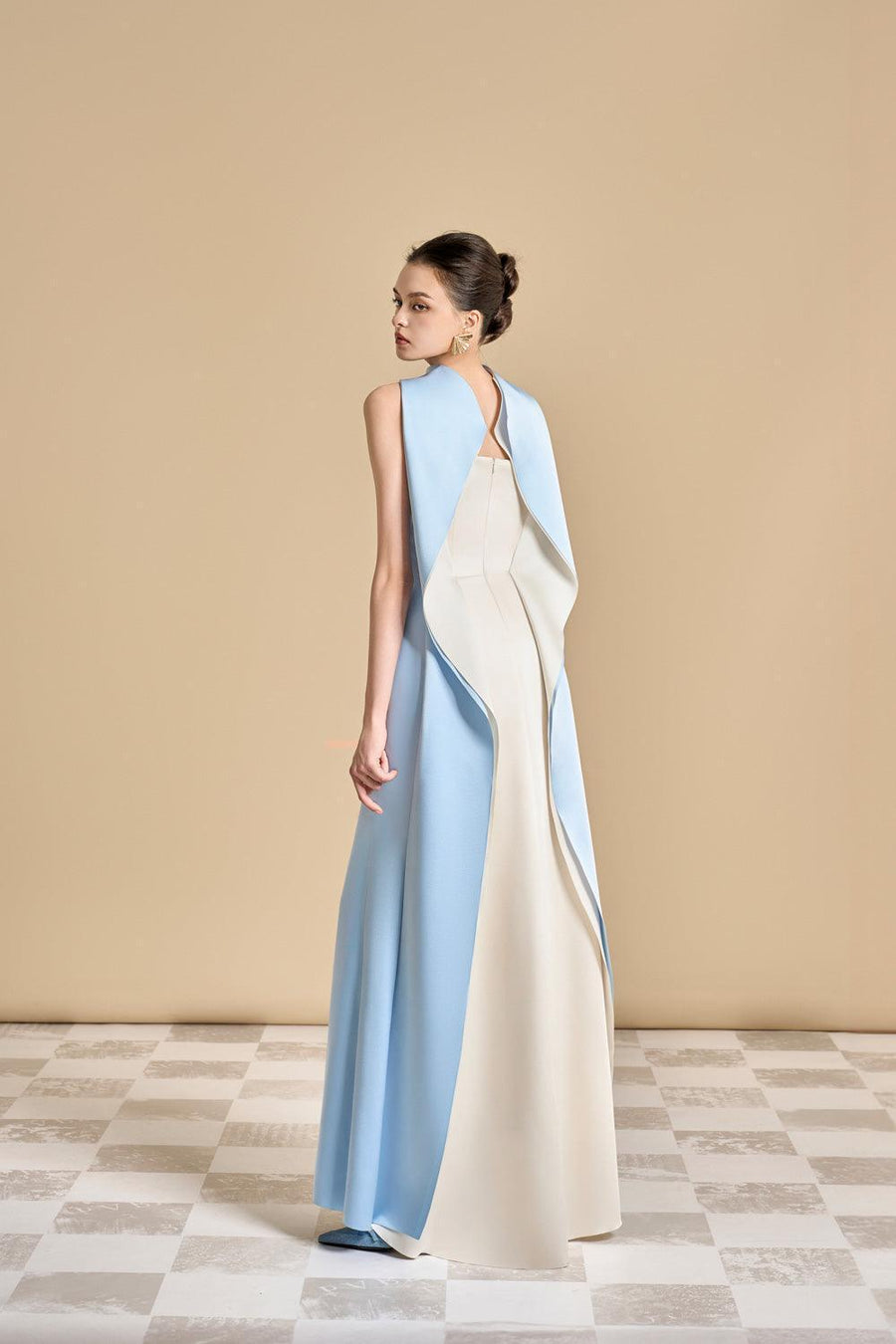 Poppy Trumpet Sleeveless Satin Floor Length Dress 3