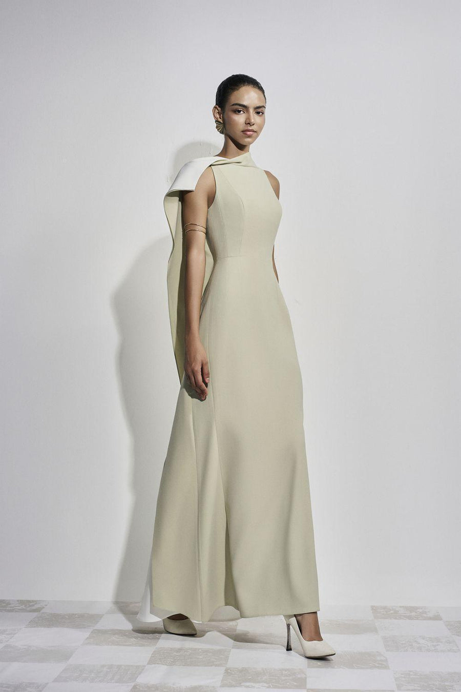 Poppy Trumpet Sleeveless Satin Floor Length Dress 7