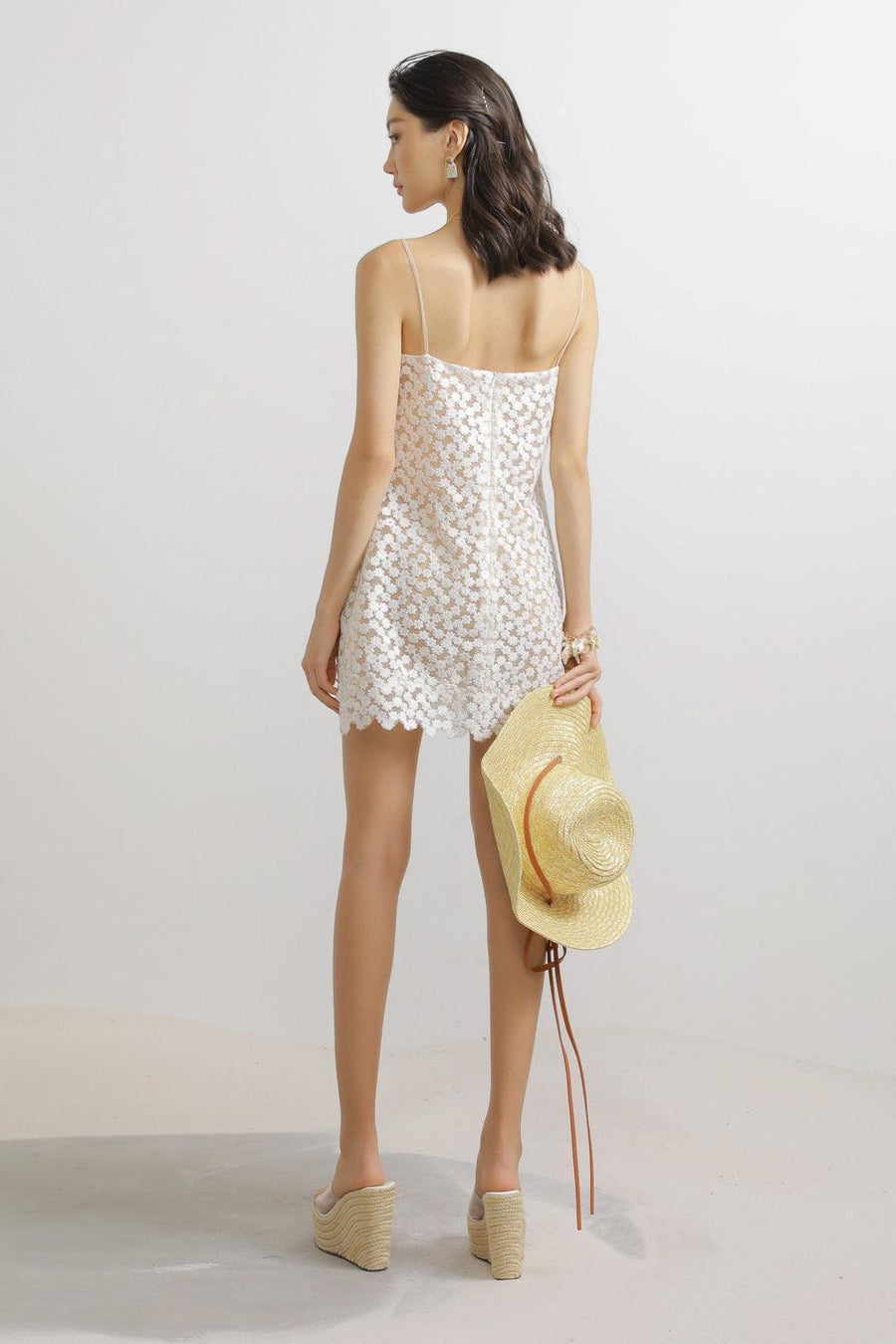 Porter Trapezoid Spaghetti Strap Lace Mini Dress Mini Dress LASSY