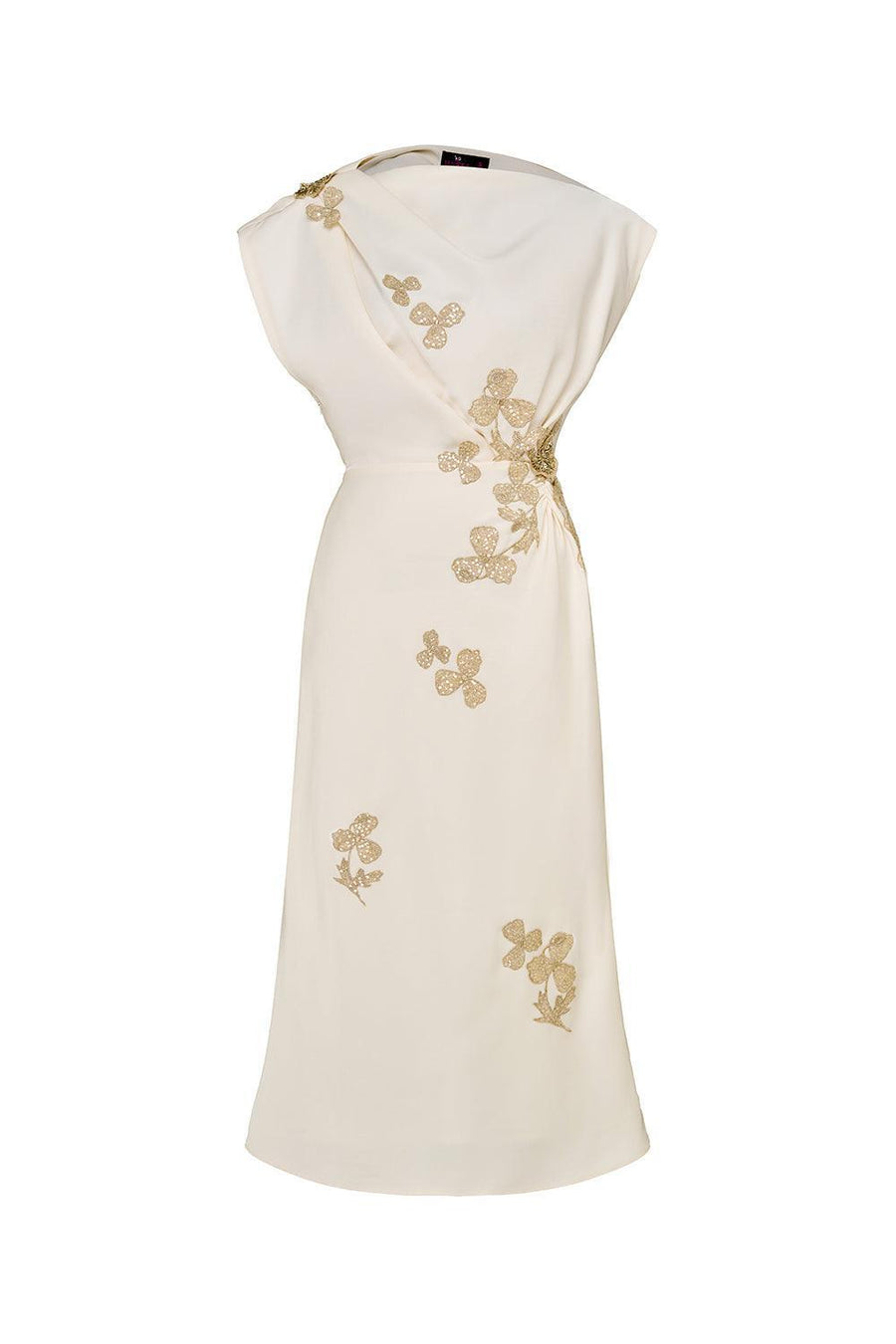 Posy Sheath Asymmetric Neck Taffeta Midi Dress Midi Dress IVY moda