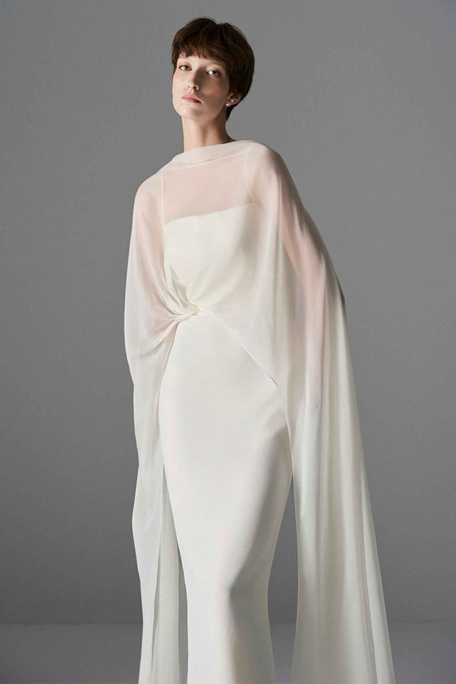 Whisper Cape Sleeve Midi Dress