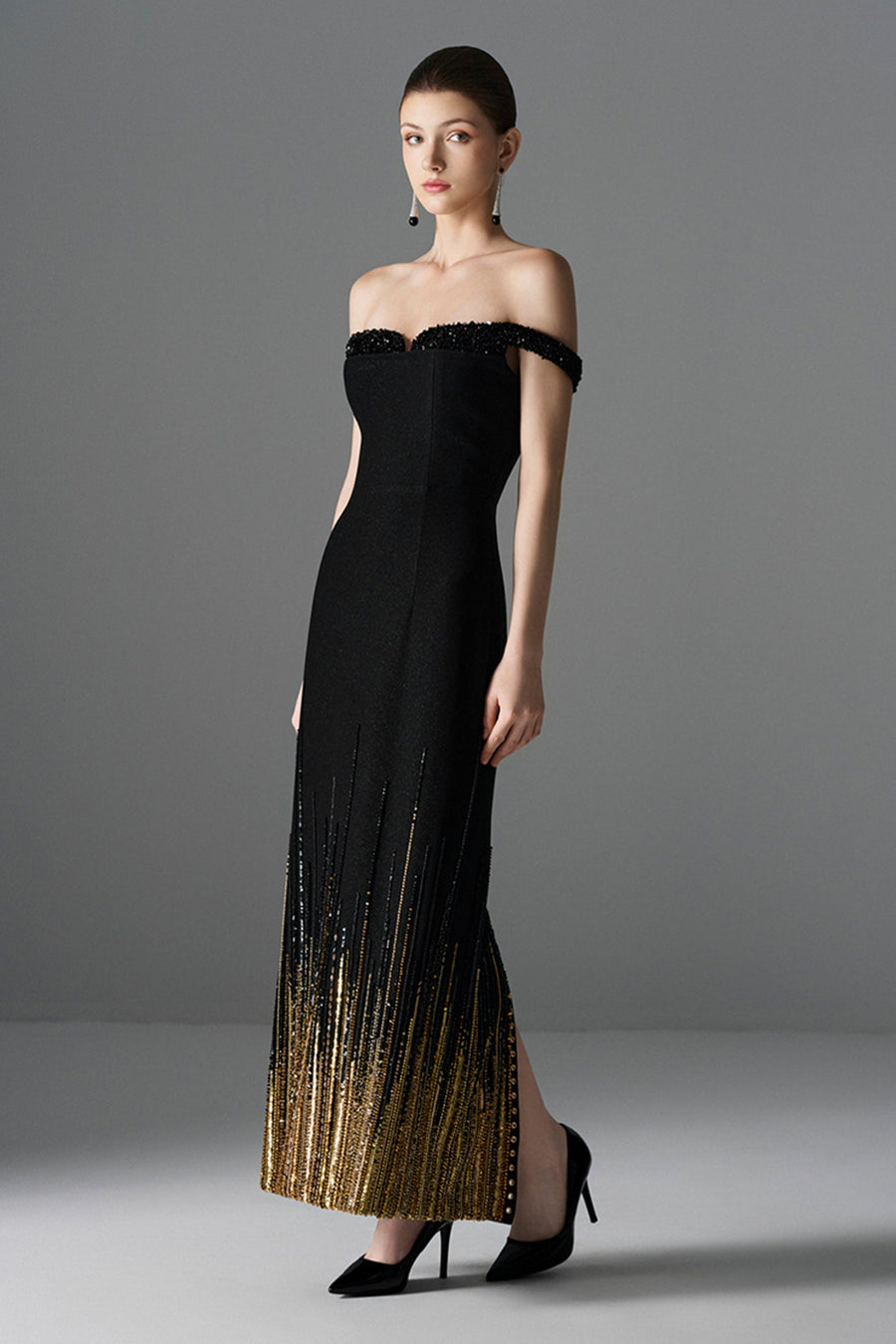 Midnight Off-Shoulder Maxi Dress 3