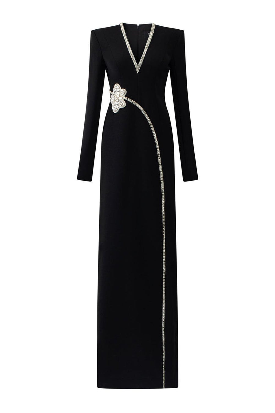 Presley A-line V-Neck Velvet Floor Length Dress 1