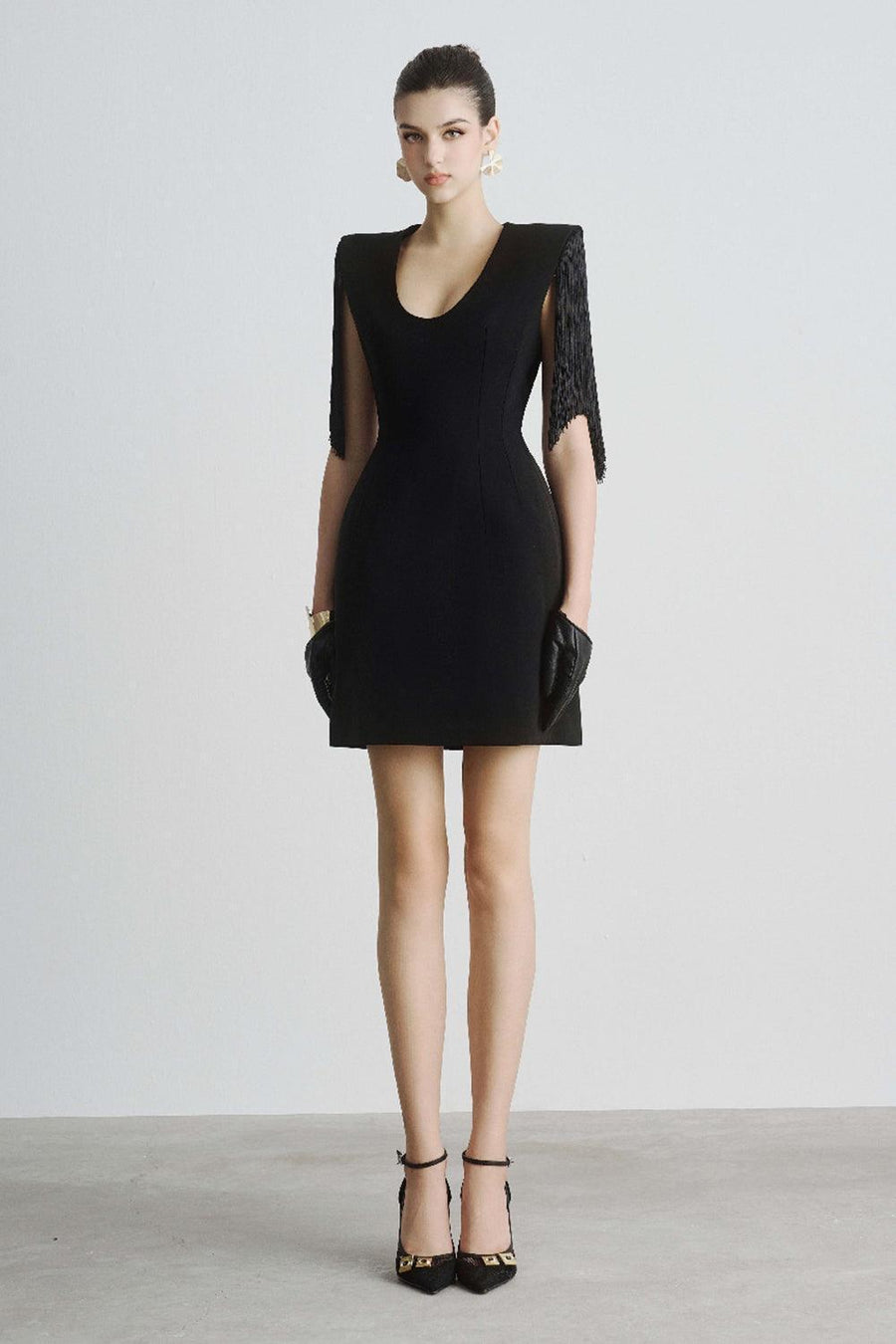 Presley Cape Scoop Neck Polyester Mini Dress Mini Dress Maison des Copains