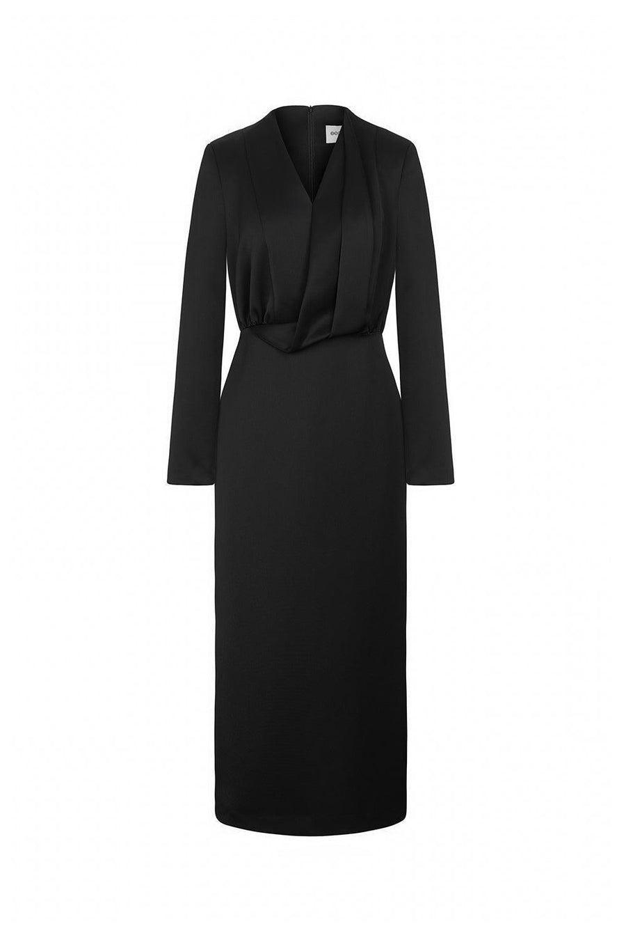 Quinn Sheath Long Sleeved Taffeta Midi Dress Black Midi Dress Eegen Studio