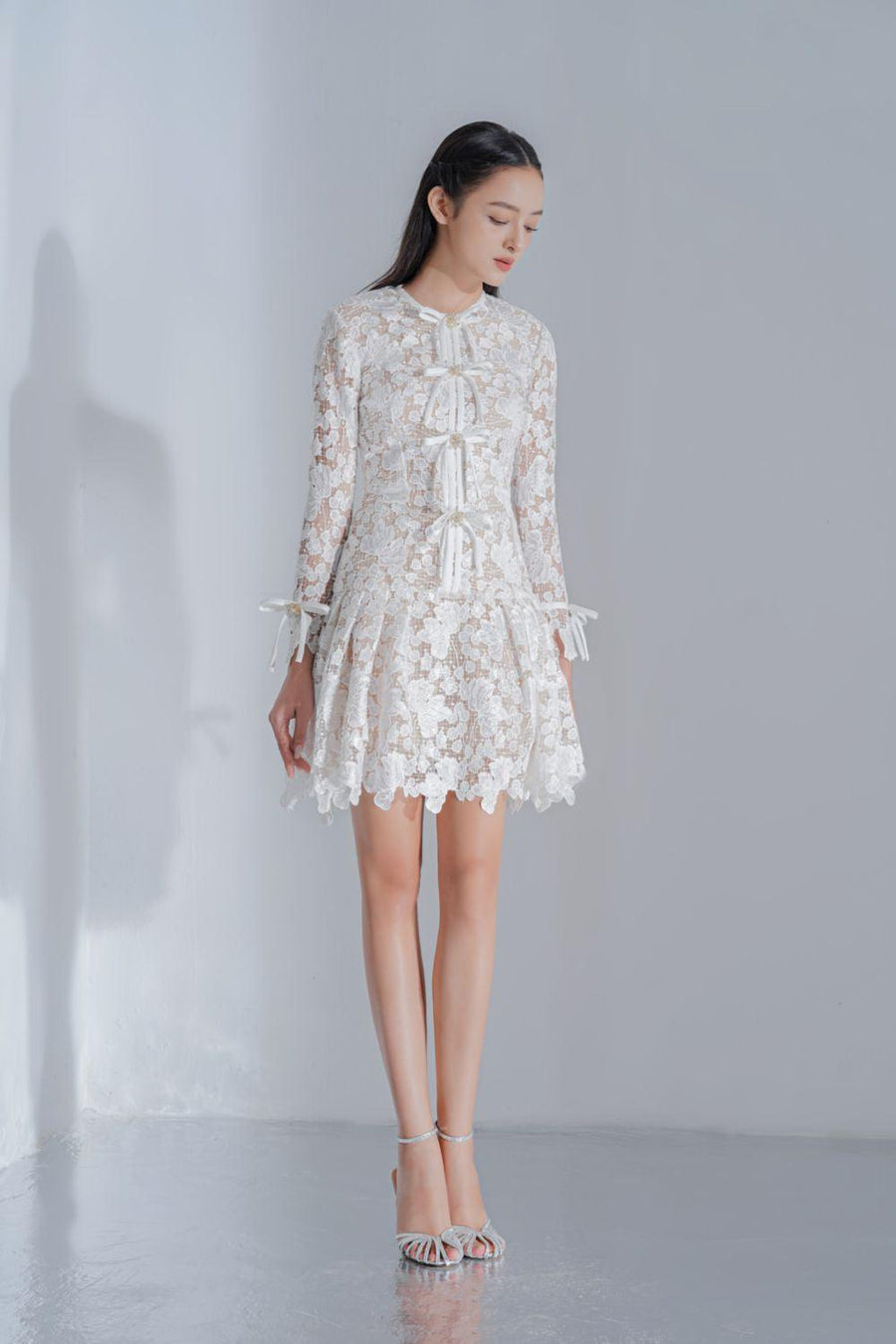 Quinnley Drop Waist Round Neck Lace Mini Dress Mini Dress LAMORIS