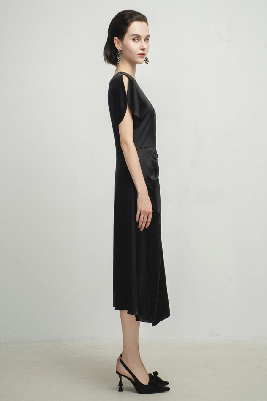 Angelique A-line Split Sleeved Silk Midi Dress 6