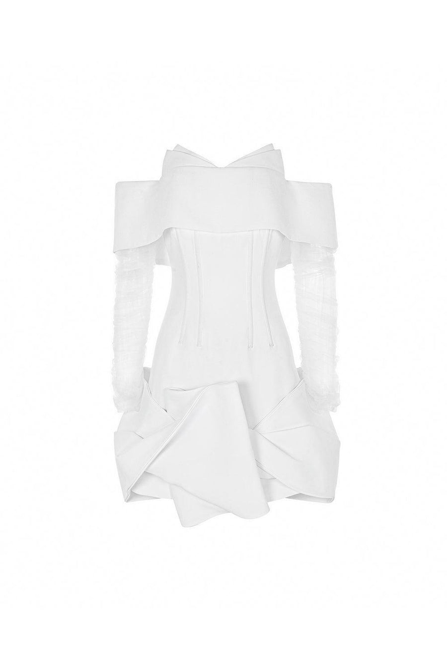 Rachel Drop Waist Cold Shoulder Sleeved Cotton Mini Dress Mini Dress Calista de Minh Thanh