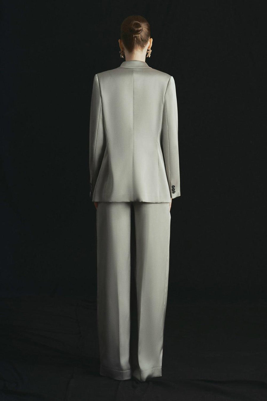 Rachel Straight Notch Lapel Poly Silk Blazer 4