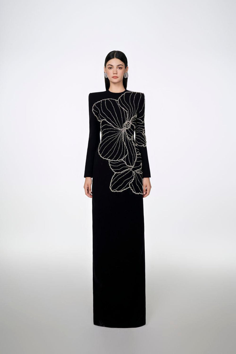 Raelynn Bodycon Long Sleeved Crepe Ankle Length Dress 10