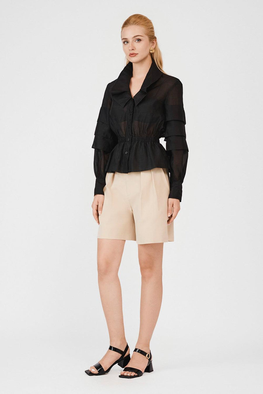 Raelynn Straight Wide Leg Khaki Above The Knee Shorts 4
