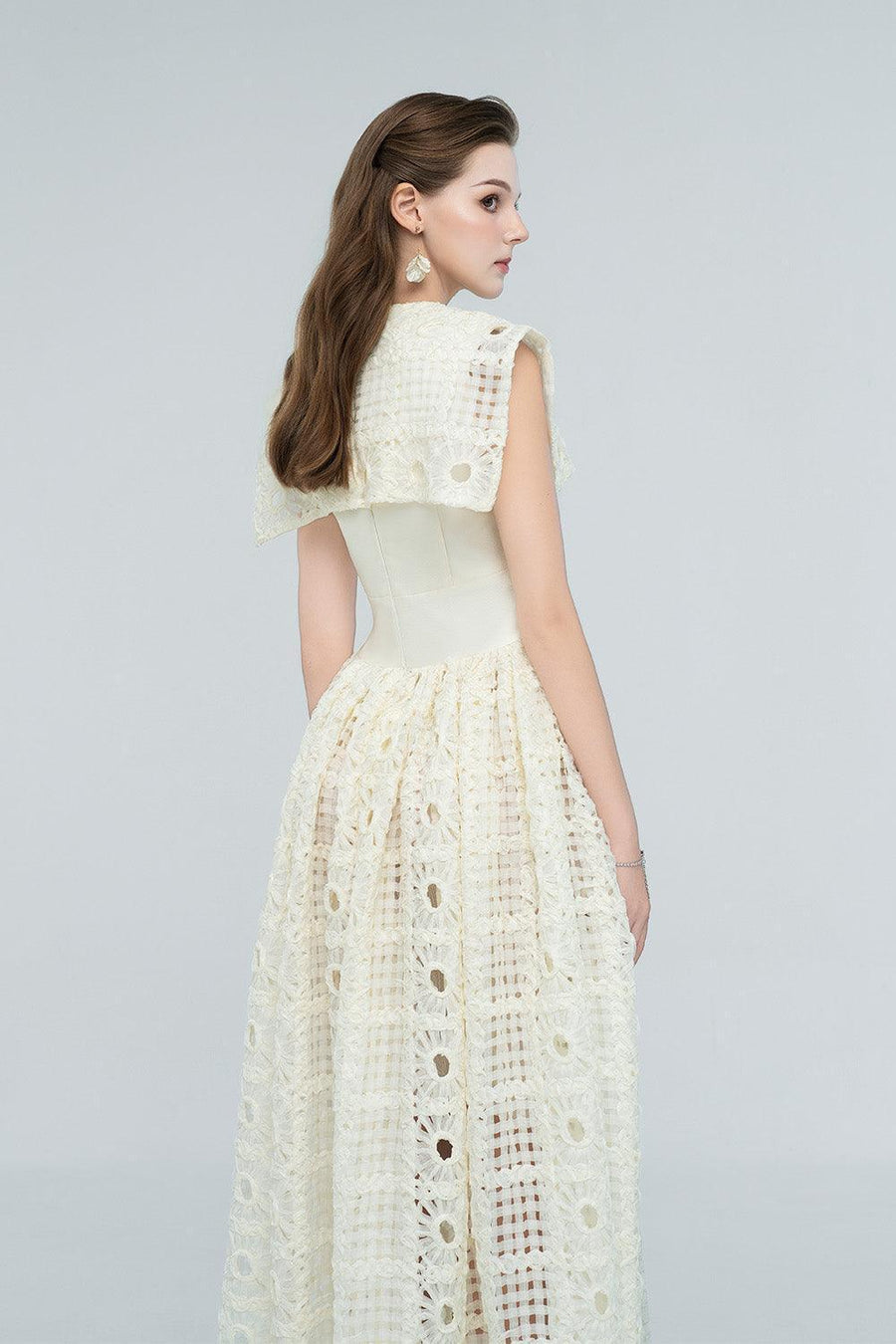 Raquel A-line Cape Sleeved Lace Maxi Dress Maxi Dress Cordia