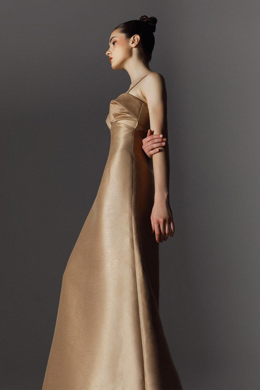 Ravish A-line Spaghetti Strap Brocade Floor Length Dress 3